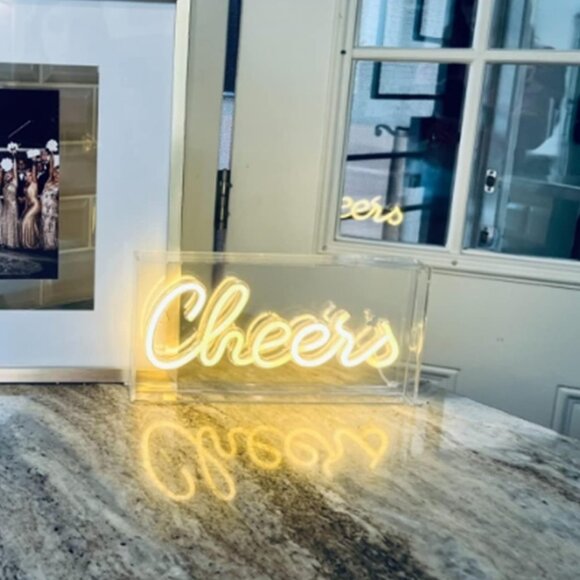 Cheers LED Neon Sign USB 3D Light Box for Bar Wall Table Party Decor Warm White - Picture 5 of 13